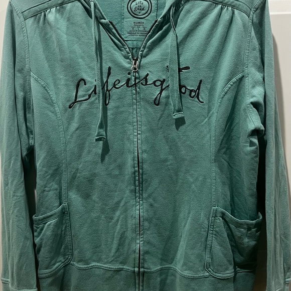 Life Is Good Teal Zip-Up Hoodie - Picture 1 of 4